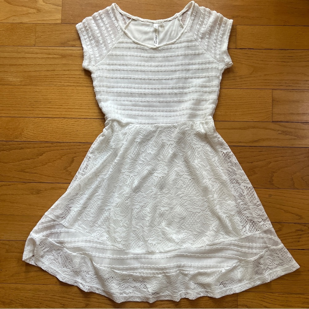 NY Collection White Lace Fit-and-Flare Dress